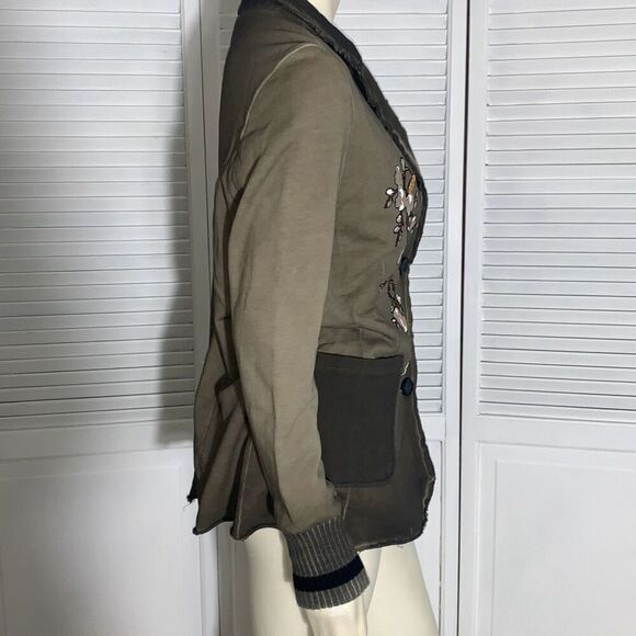 NWT Soft Surroundings Women’s Boho Mixed Media Floral Embroidered Olive Green Ja - Picture 7 of 14